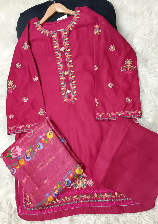 3 PIECE - EMBROIDERED KHADDAR SUIT