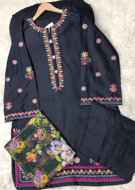 3 PIECE - EMBROIDERED KHADDAR SUIT