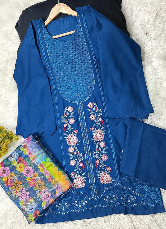 3 PIECE - EMBROIDERED KHADDAR SUIT