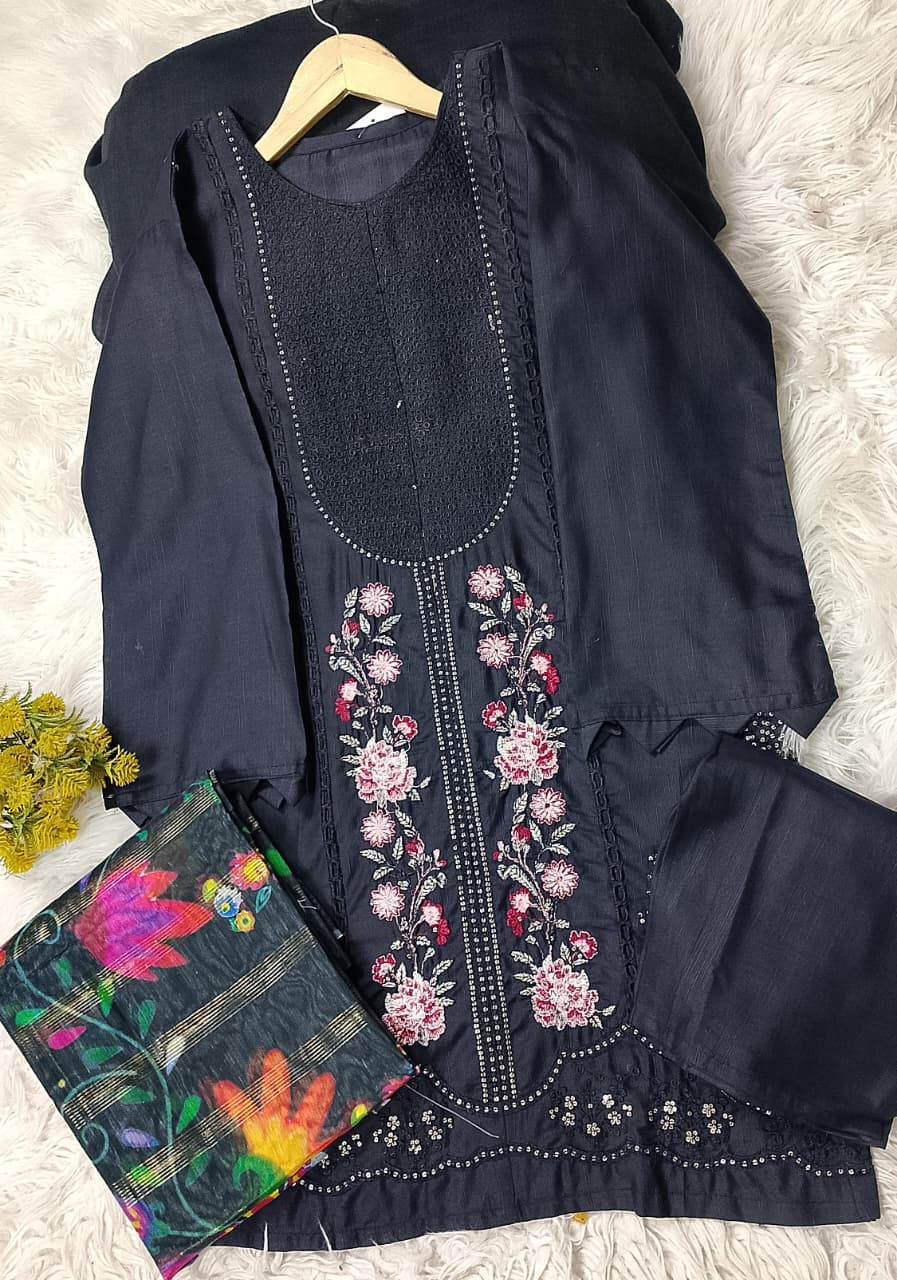 3 PIECE - EMBROIDERED KHADDAR SUIT