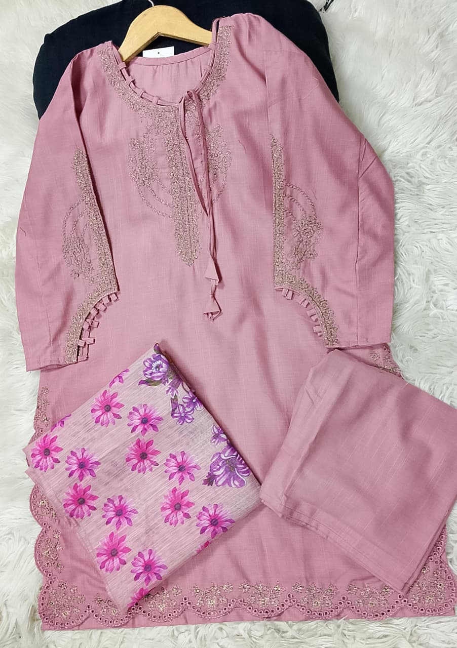 3 PIECE - EMBROIDERED KHADDAR SUIT