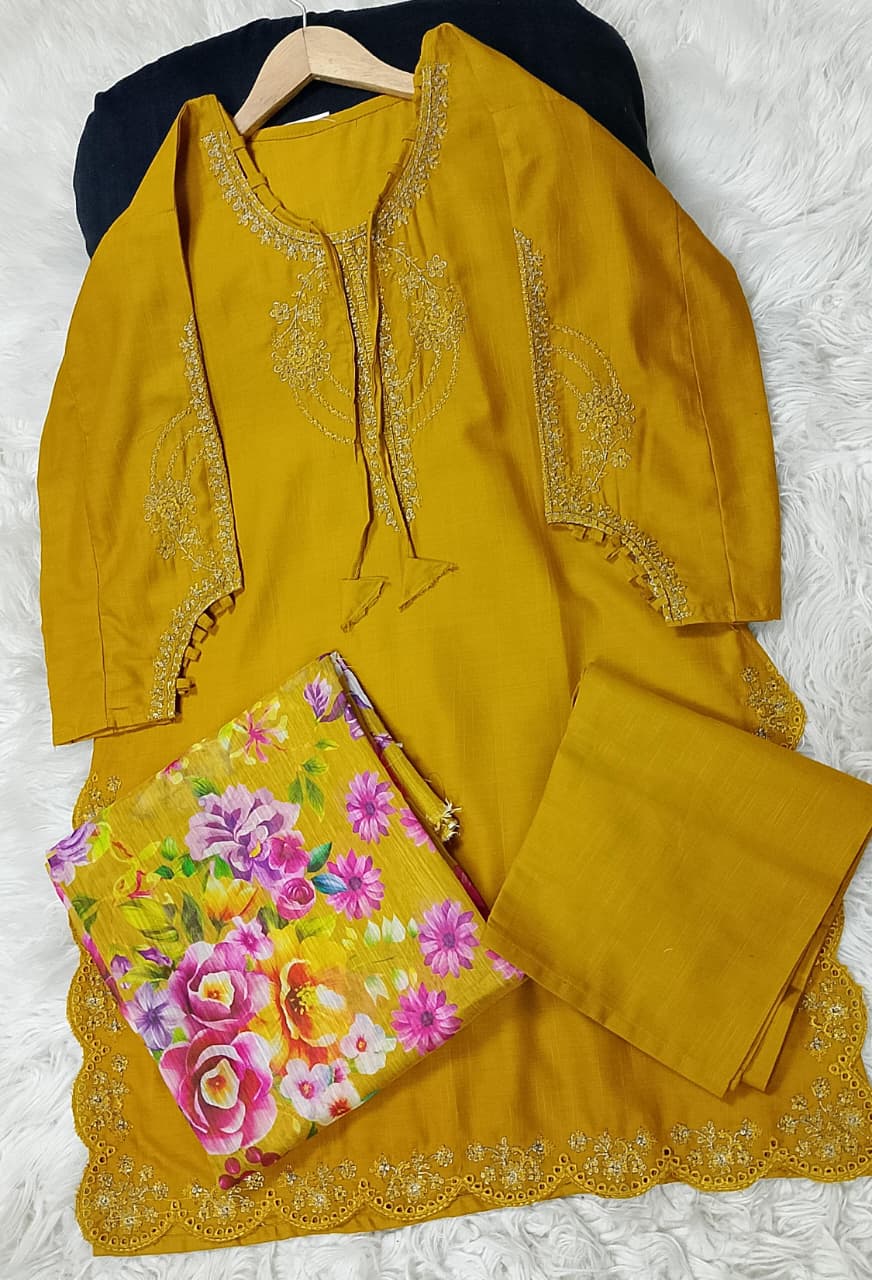 3 PIECE - EMBROIDERED KHADDAR SUIT