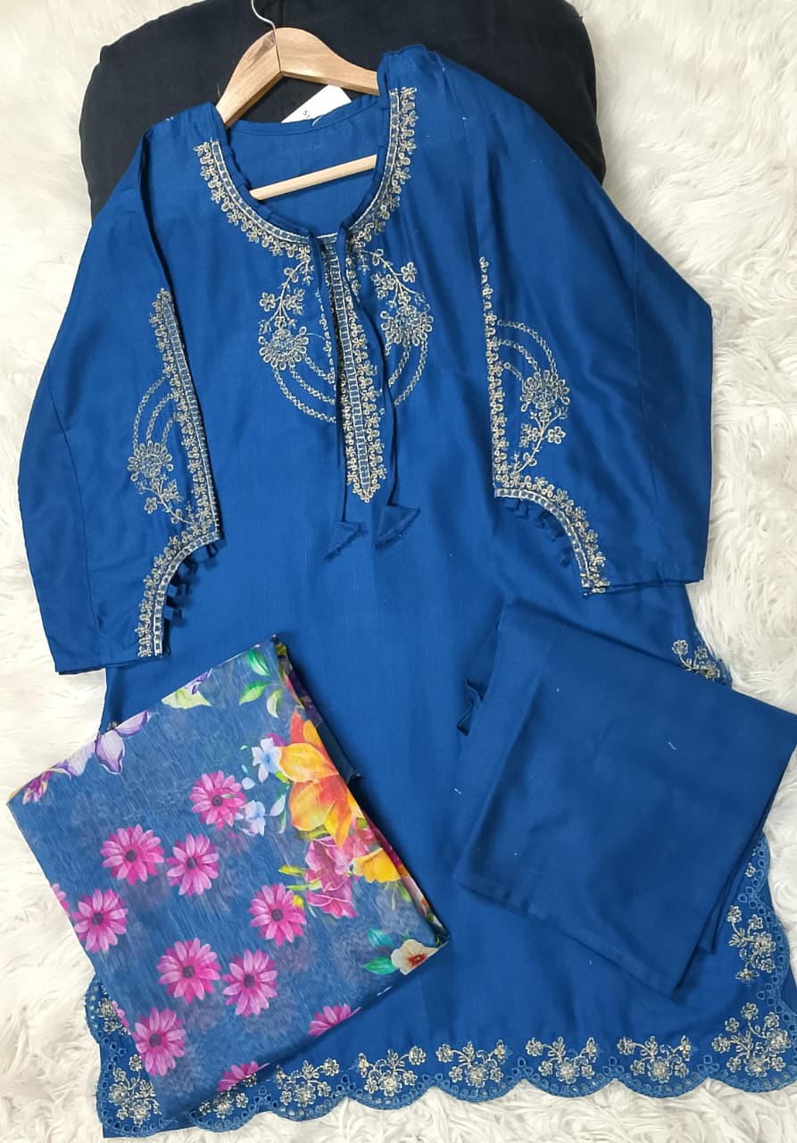 3 PIECE - EMBROIDERED KHADDAR SUIT