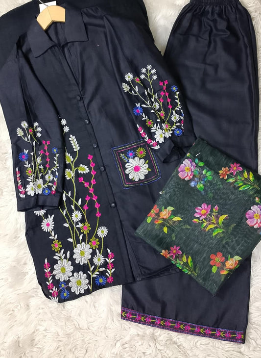 3 PIECE - EMBROIDERED KHADDAR SUIT