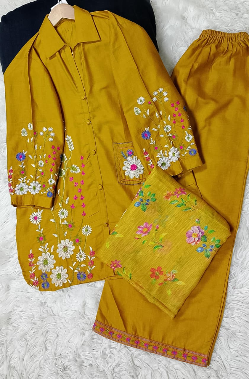 3 PIECE - EMBROIDERED KHADDAR SUIT