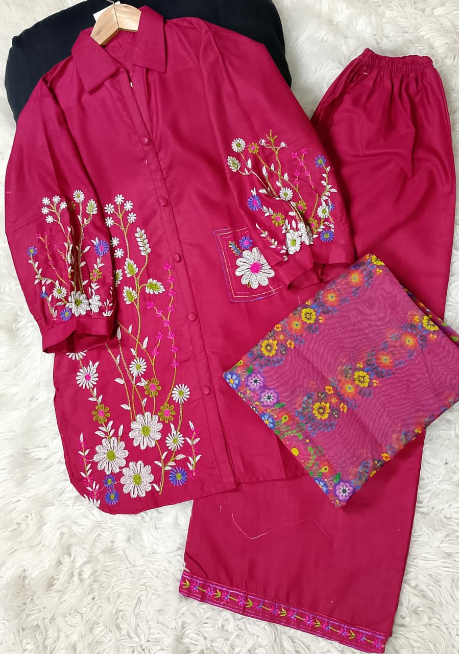 3 PIECE - EMBROIDERED KHADDAR SUIT