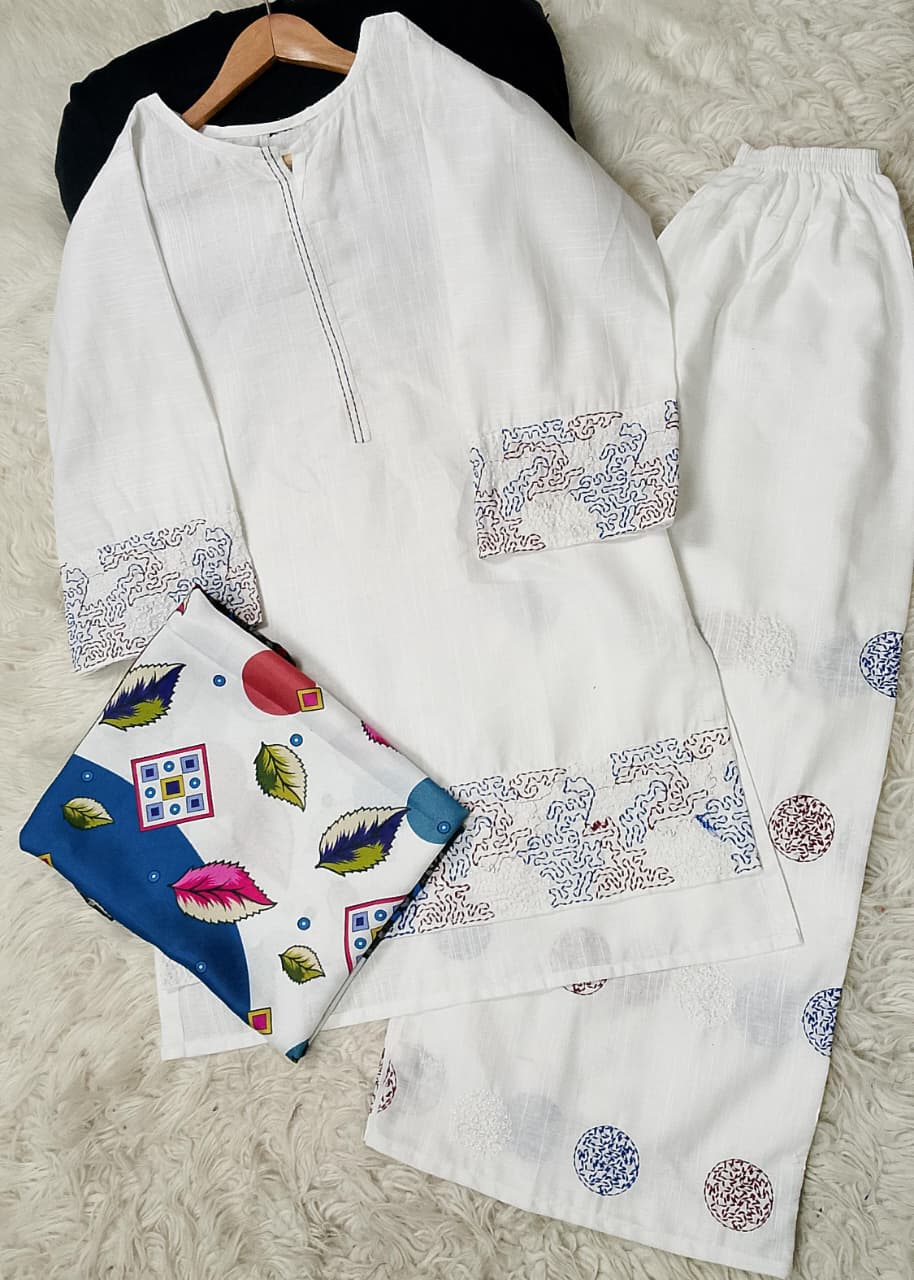 3 PIECE - EMBROIDERED KHADDAR SUIT