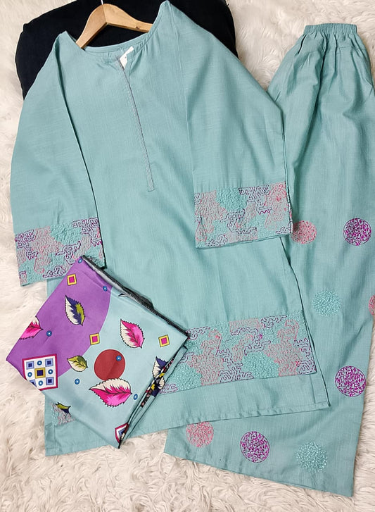 3 PIECE - EMBROIDERED KHADDAR SUIT