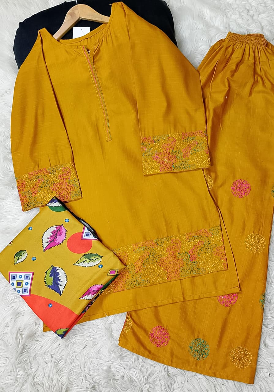 3 PIECE - EMBROIDERED KHADDAR SUIT