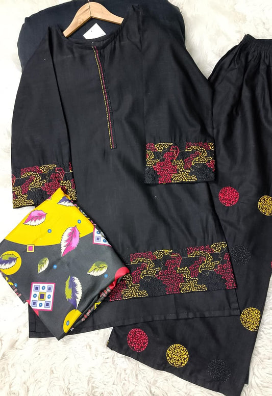 3 PIECE - EMBROIDERED KHADDAR SUIT