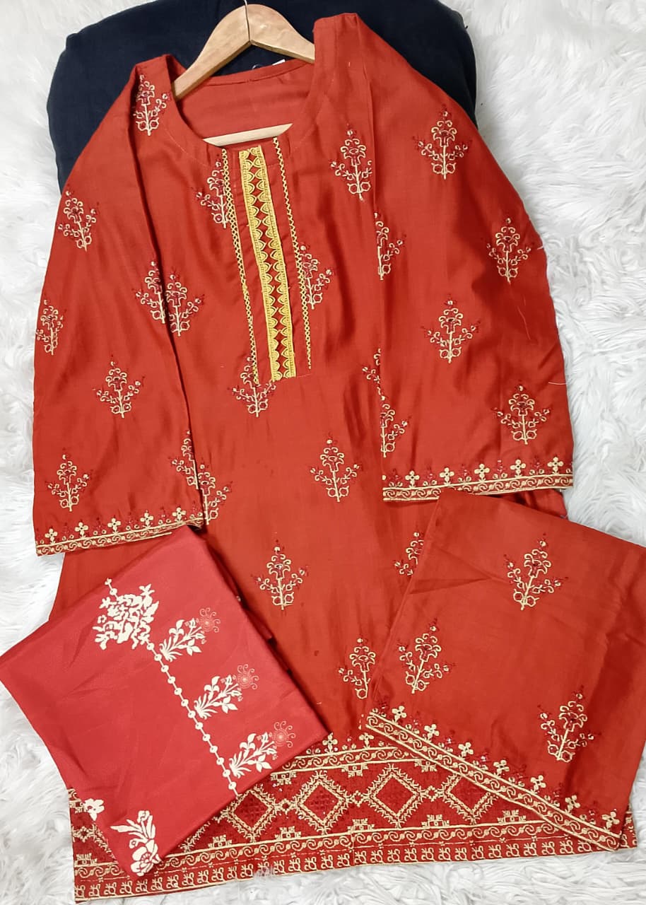 3 PIECE - EMBROIDERED KHADDAR SUIT