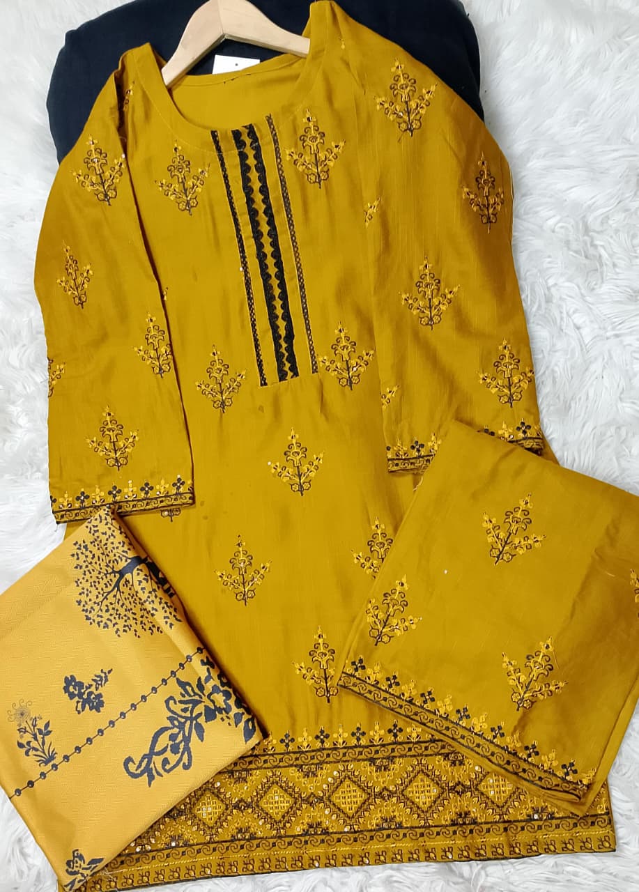 3 PIECE - EMBROIDERED KHADDAR SUIT