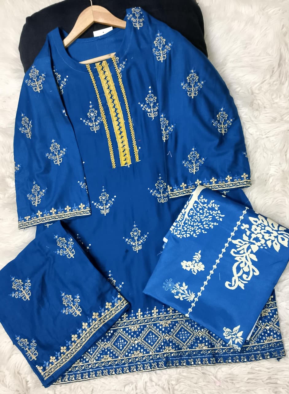 3 PIECE - EMBROIDERED KHADDAR SUIT