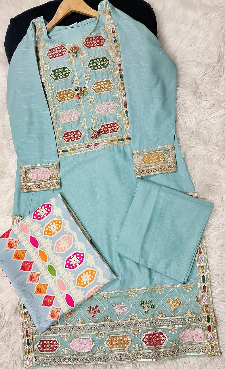 3 PIECE - EMBROIDERED KHADDAR SUIT