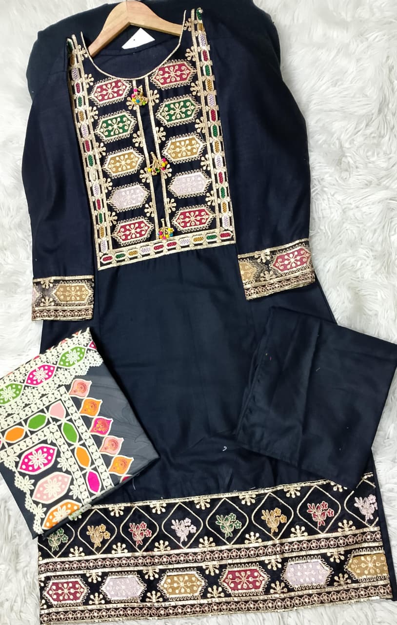 3 PIECE - EMBROIDERED KHADDAR SUIT