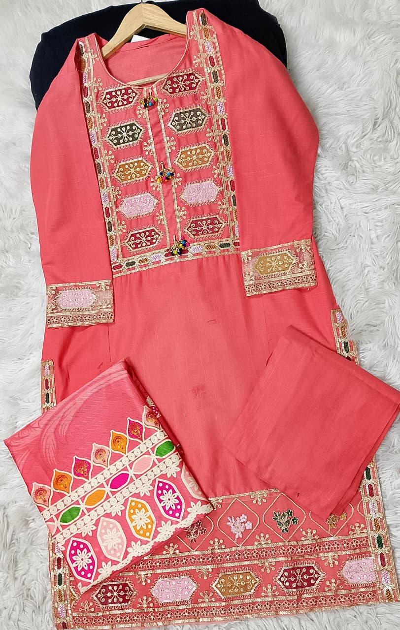 3 PIECE - EMBROIDERED KHADDAR SUIT