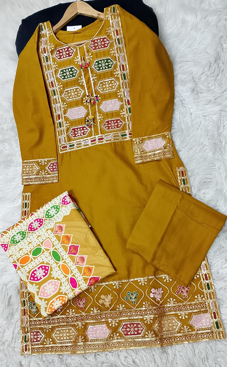 3 PIECE - EMBROIDERED KHADDAR SUIT