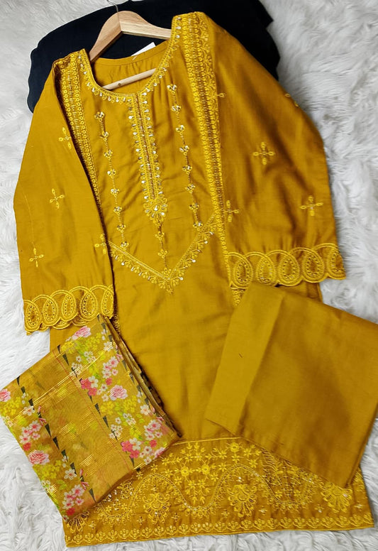 3 PIECE - EMBROIDERED KHADDAR SUIT