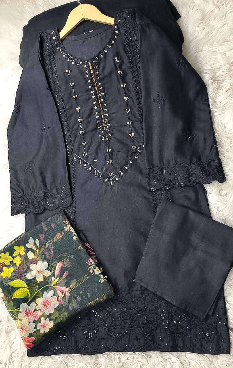 3 PIECE - EMBROIDERED KHADDAR SUIT