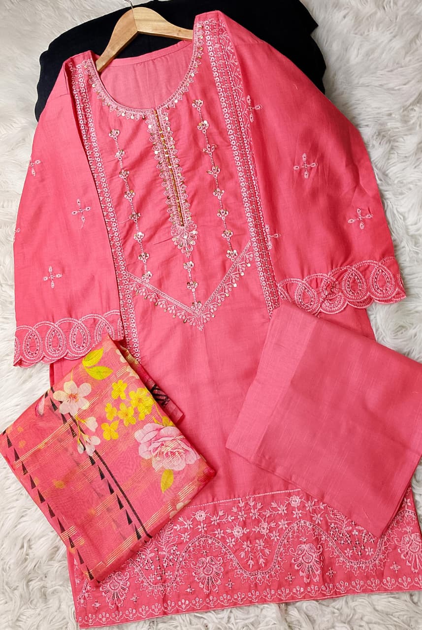 3 PIECE - EMBROIDERED KHADDAR SUIT