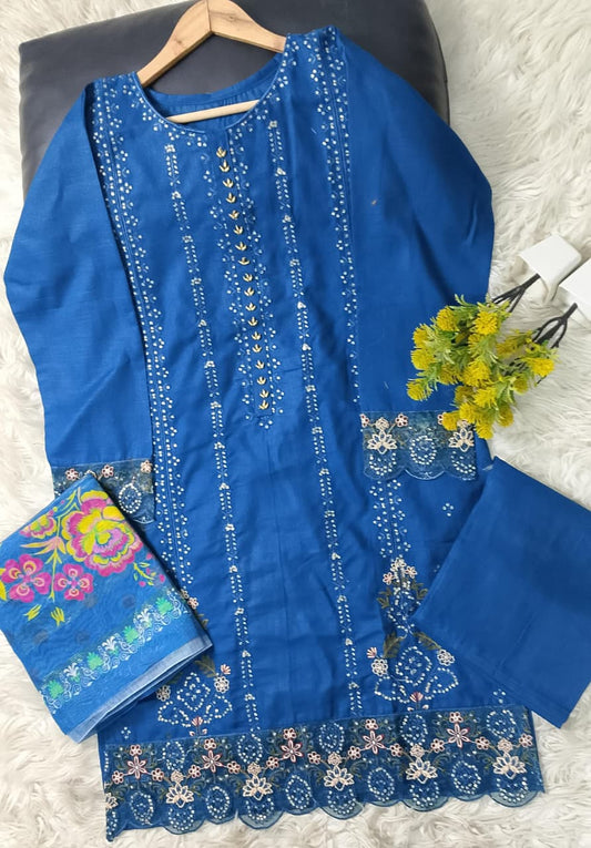 3 PIECE - EMBROIDERED KHADDAR SUIT