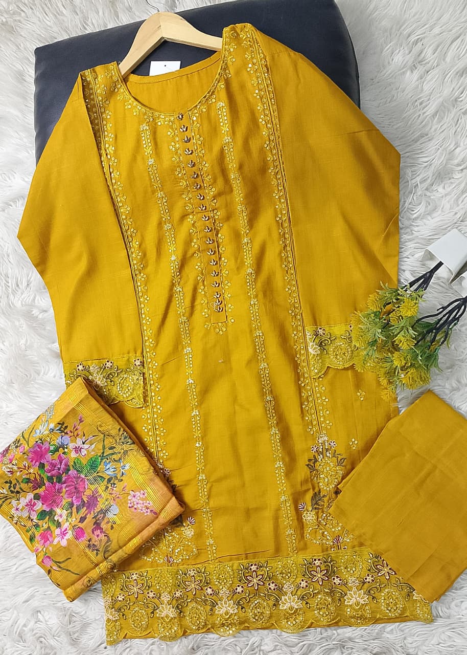 3 PIECE - EMBROIDERED KHADDAR SUIT