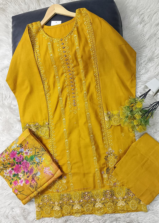3 PIECE - EMBROIDERED KHADDAR SUIT