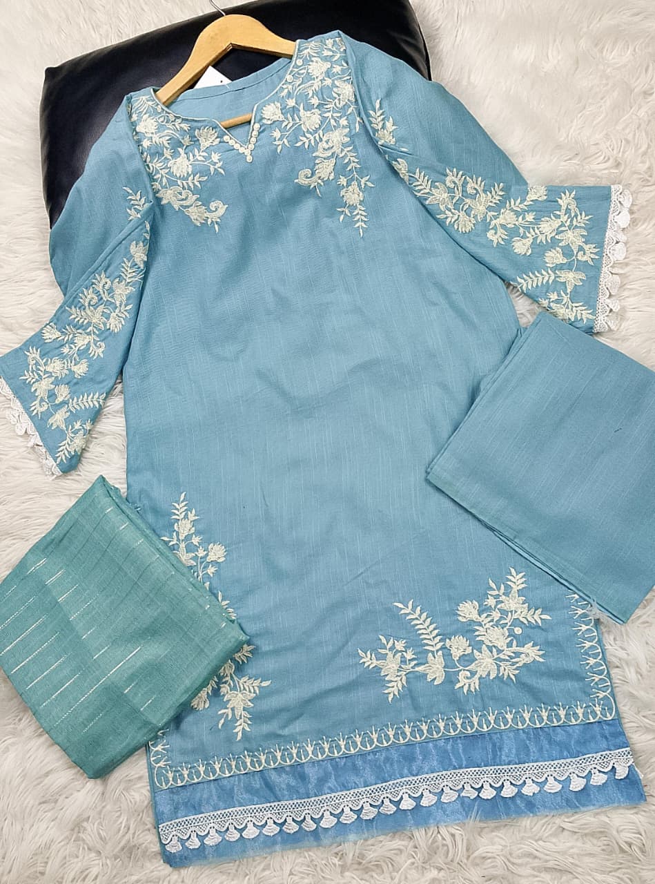 3 PIECE - EMBROIDERED KHADDAR SUIT