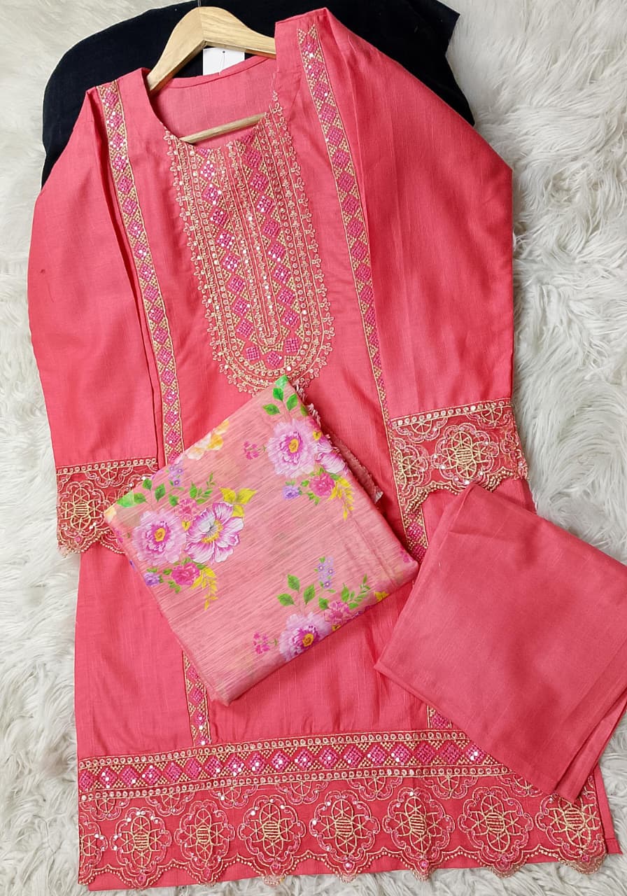 3 PIECE - EMBROIDERED KHADDAR SUIT