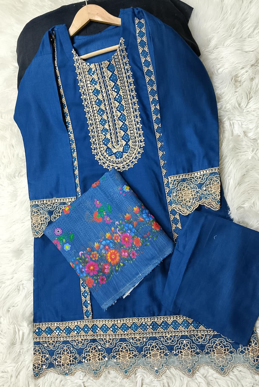 3 PIECE - EMBROIDERED KHADDAR SUIT
