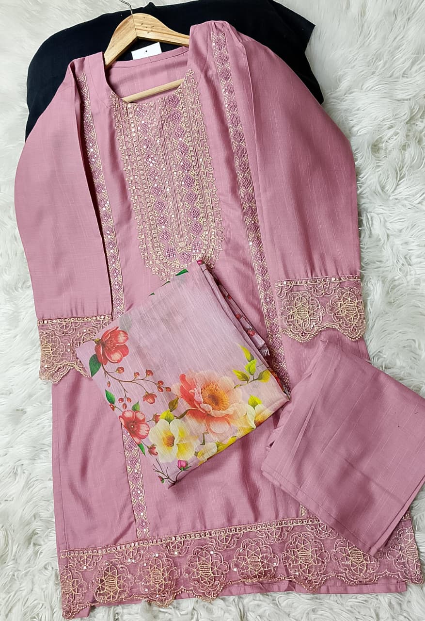 3 PIECE - EMBROIDERED KHADDAR SUIT