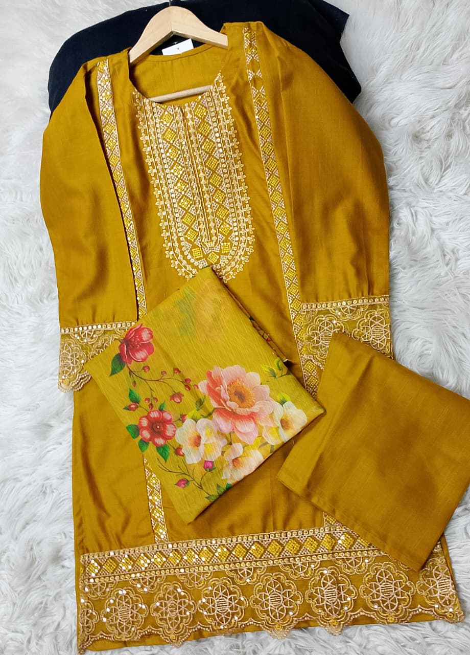 3 PIECE - EMBROIDERED KHADDAR SUIT