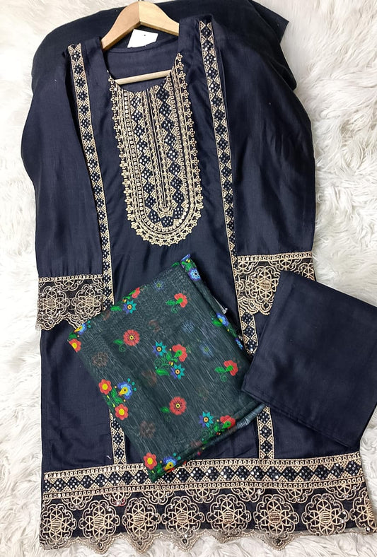 3 PIECE - EMBROIDERED KHADDAR SUIT