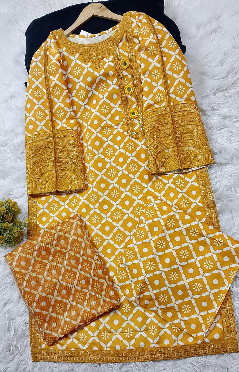 3 PIECE - EMBROIDERED VISCOSE SUIT