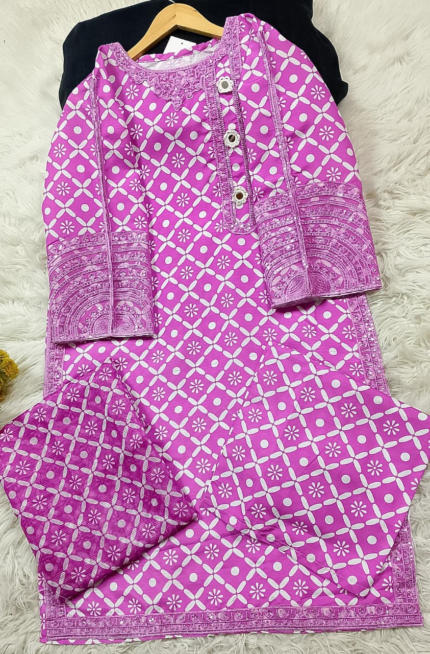 3 PIECE - EMBROIDERED VISCOSE SUIT