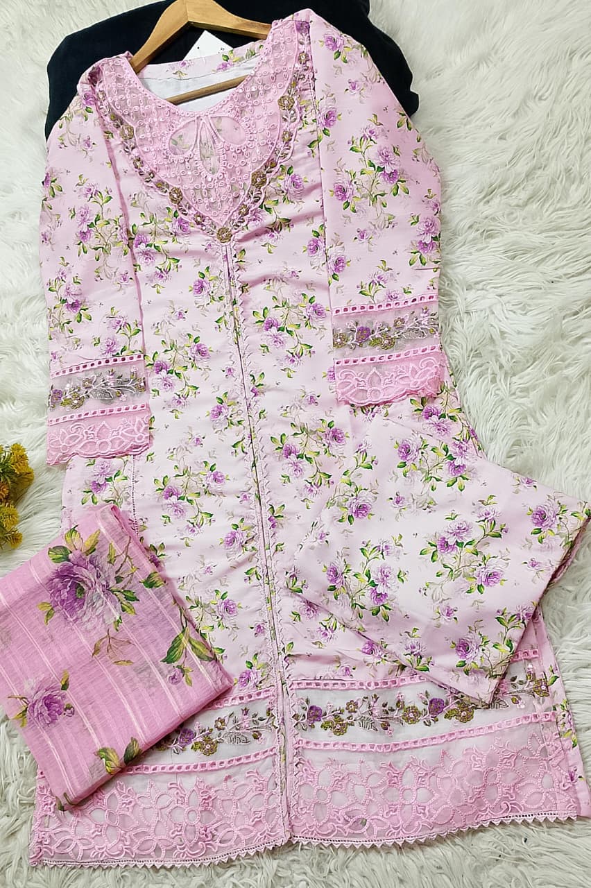 3 PIECE - EMBROIDERED VISCOSE SUIT