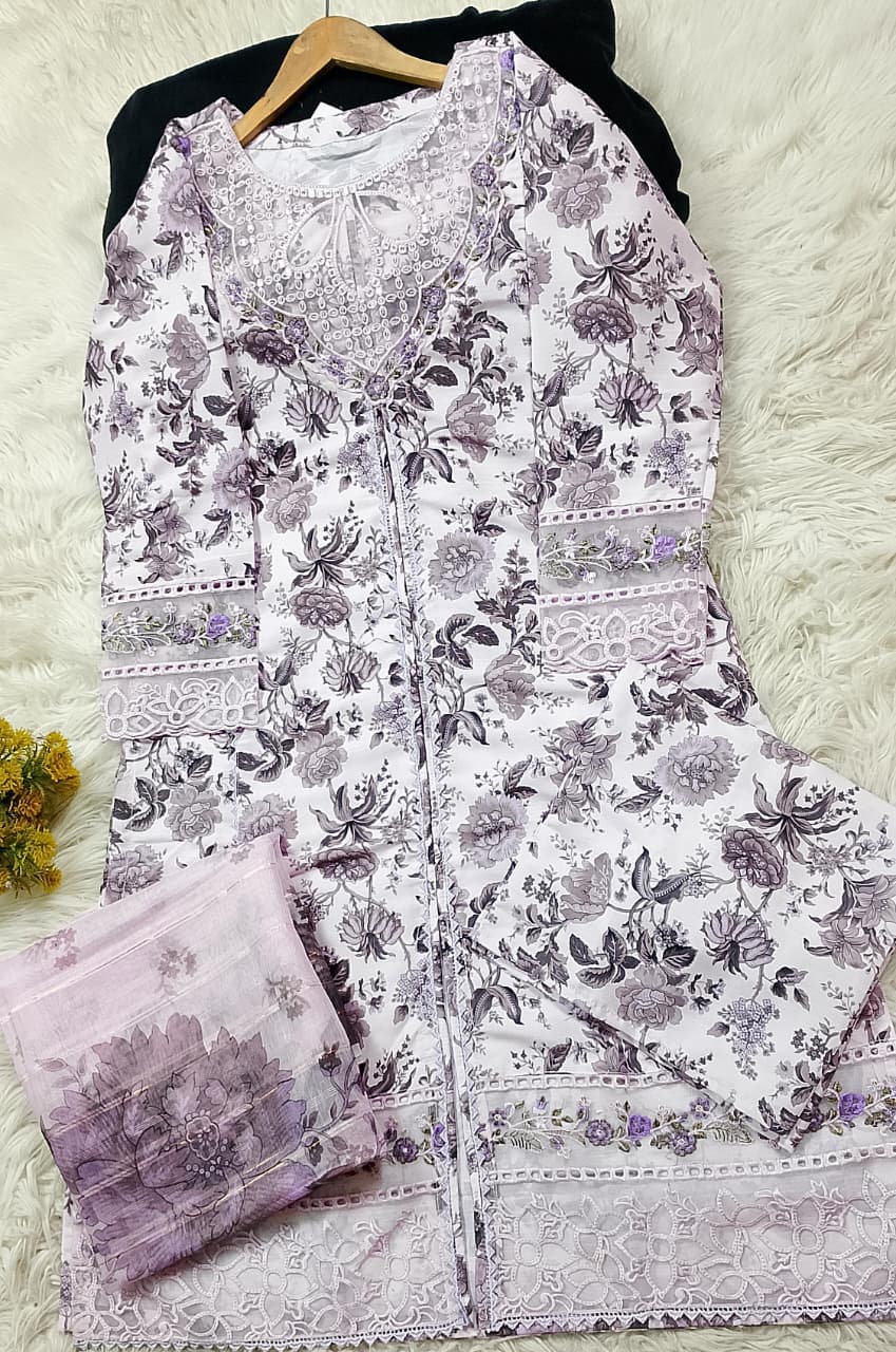 3 PIECE - EMBROIDERED VISCOSE SUIT