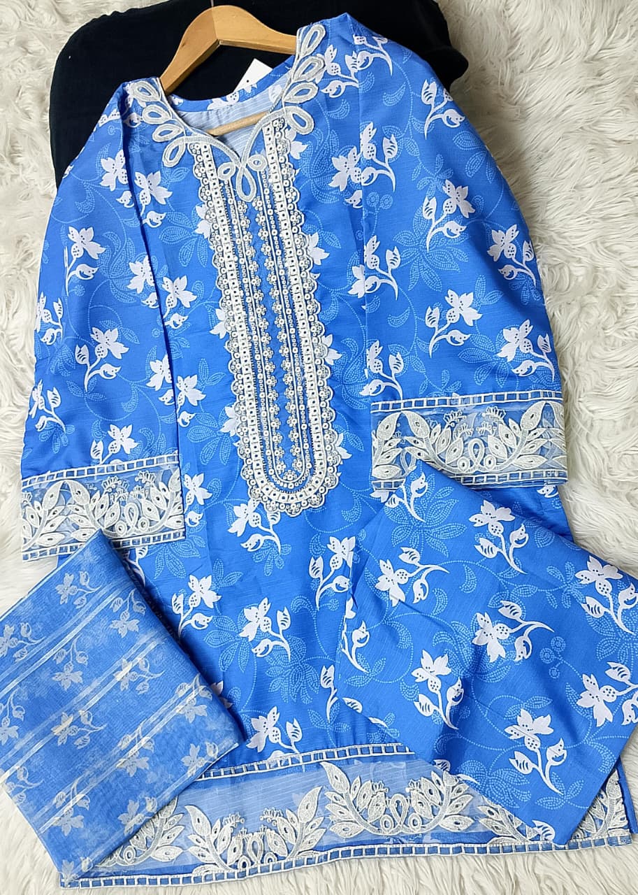 3 PIECE - EMBROIDERED VISCOSE FARSHI SHALWAR SUIT