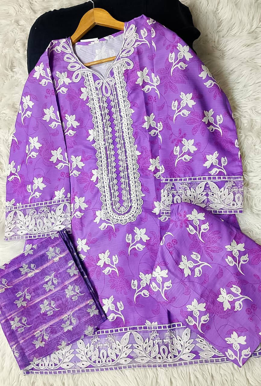 3 PIECE - EMBROIDERED VISCOSE FARSHI SHALWAR SUIT