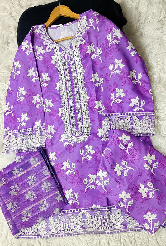 3 PIECE - EMBROIDERED VISCOSE FARSHI SHALWAR SUIT
