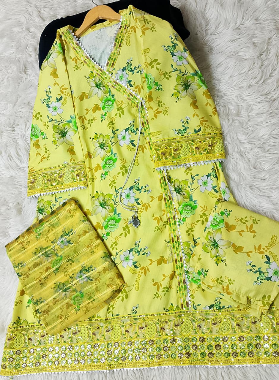 3 PIECE - EMBROIDERED VISCOSE A-LINE SUIT