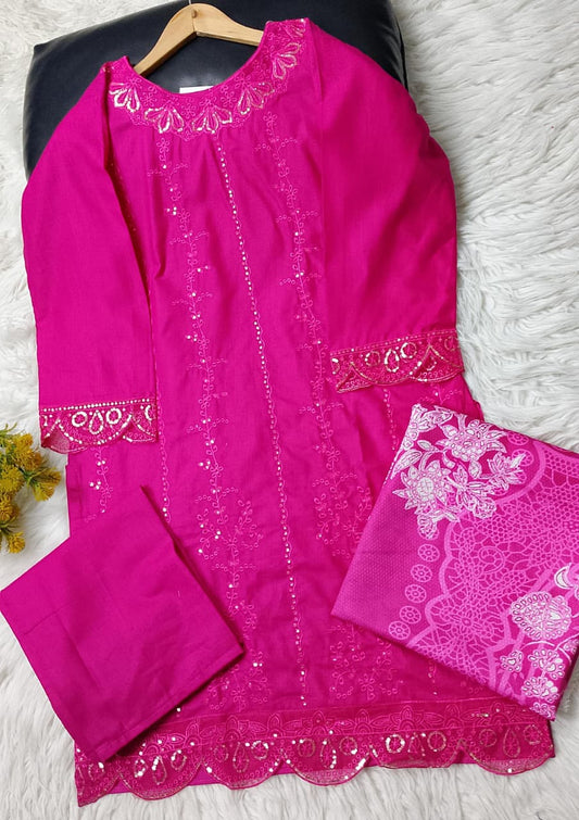 3 PIECE - EMBROIDERED KHADDAR SUIT