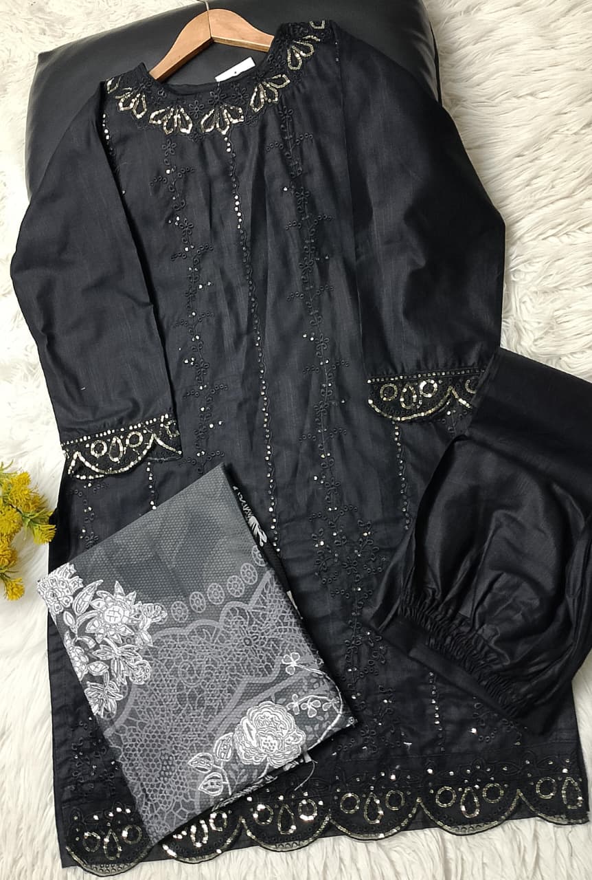3 PIECE - EMBROIDERED KHADDAR SUIT