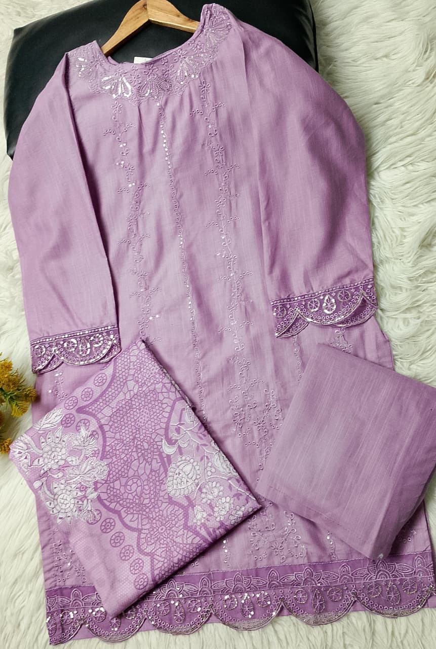 3 PIECE - EMBROIDERED KHADDAR SUIT
