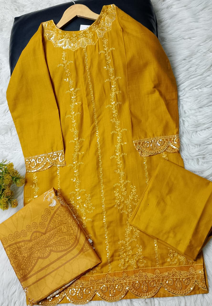 3 PIECE - EMBROIDERED KHADDAR SUIT