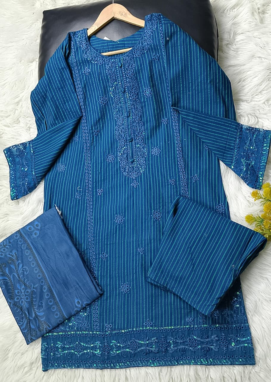 3 PIECE - EMBROIDERED KHADDAR SUIT