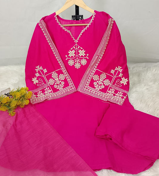 3 PIECE - EMBROIDERED KHADDAR SUIT