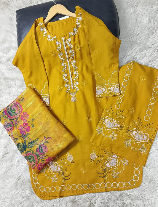3 PIECE - EMBROIDERED KHADDAR SUIT