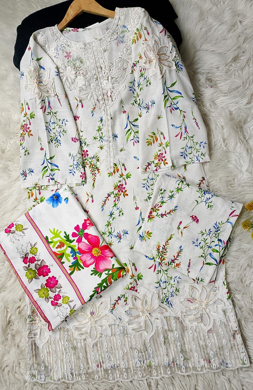 3 PIECE - EMBROIDERED KHADDAR SUIT