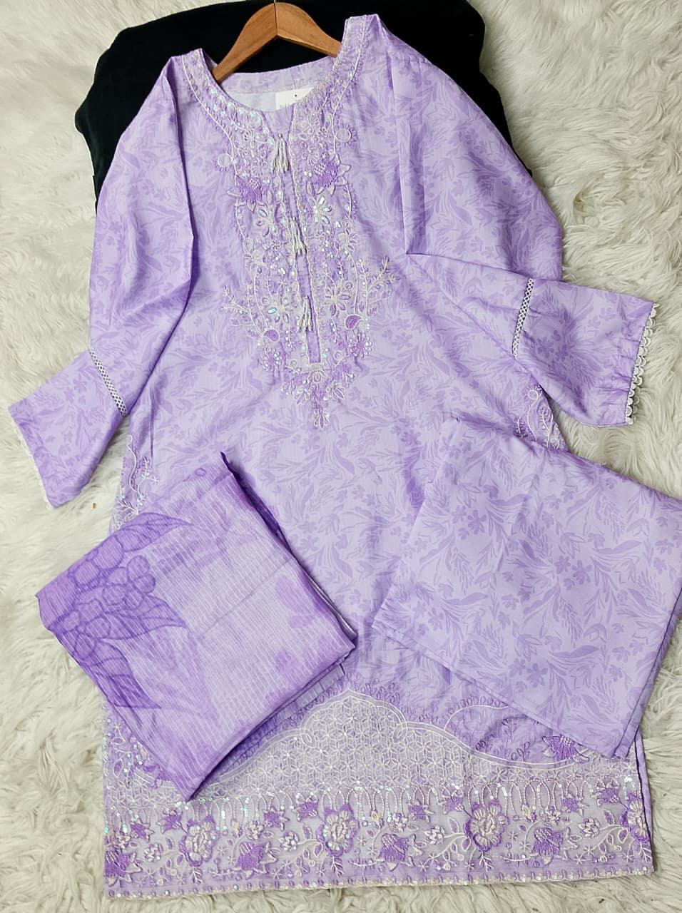 3 PIECE - EMBROIDERED VISCOSE SUIT